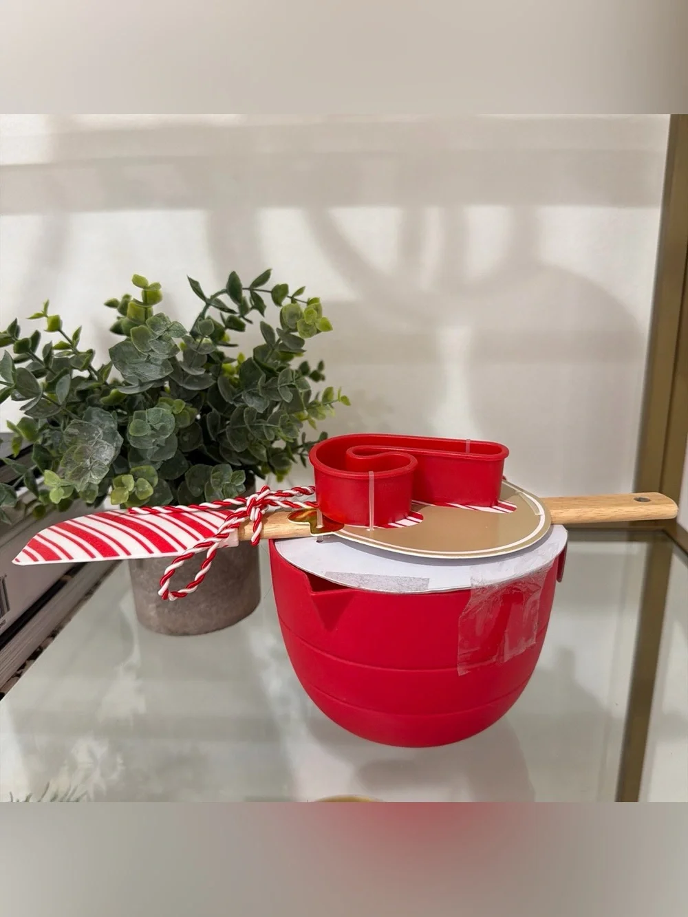 Measuring Cup with Candy Cane Spatula and Cookie Cutter